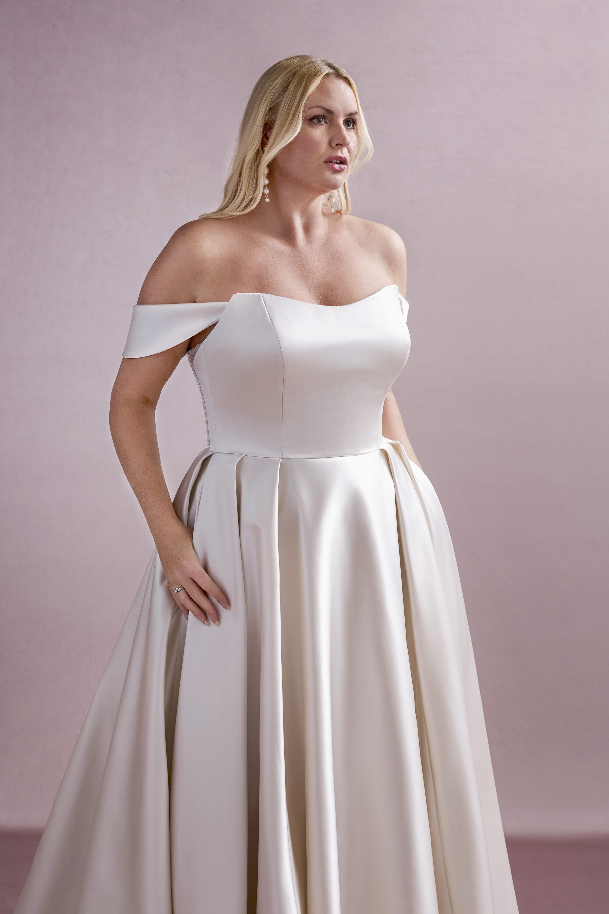 MG202-Ballgown Satin Wedding Dress - Image 3