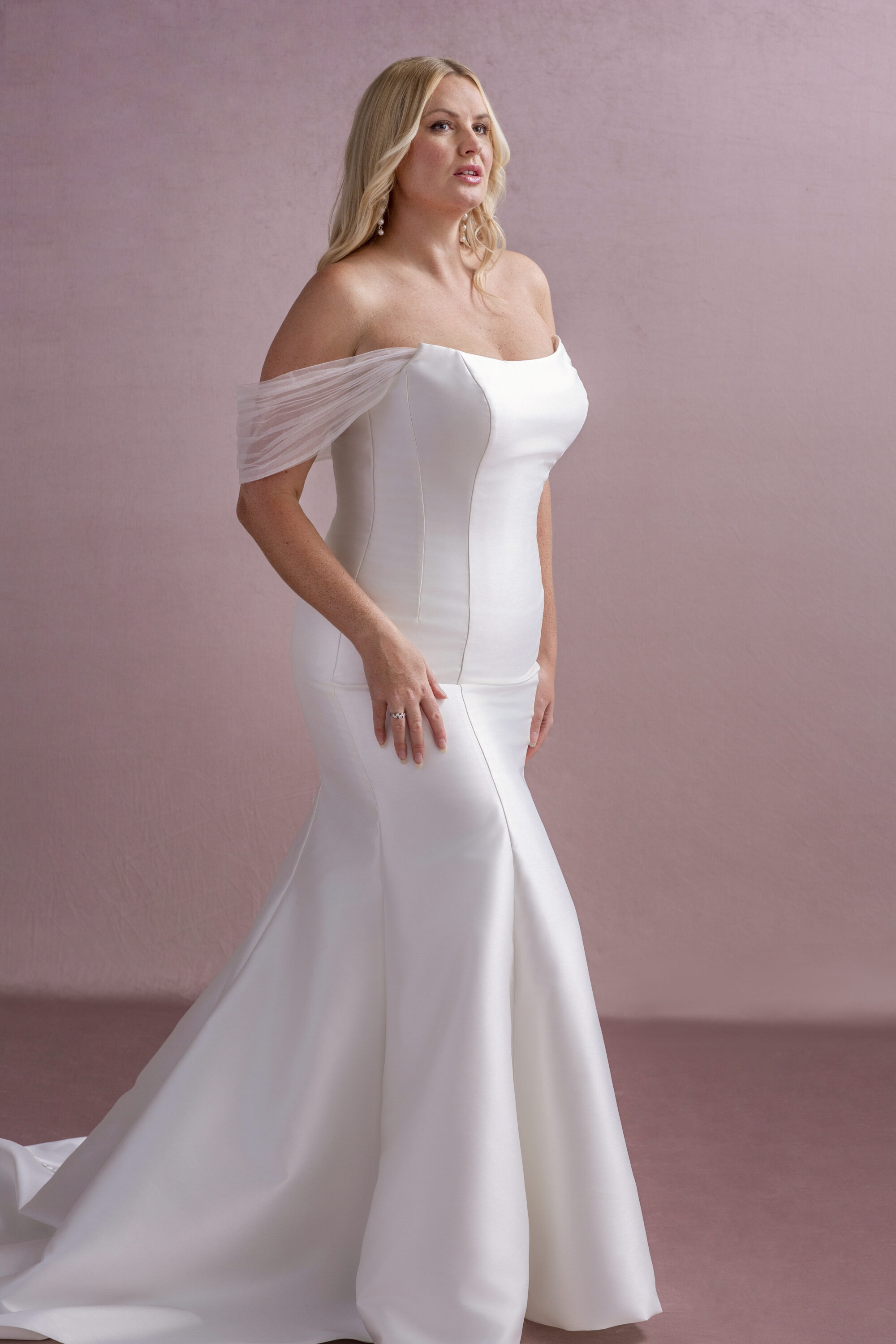 MG204-Fishtail Mikado Wedding Dress - Image 5