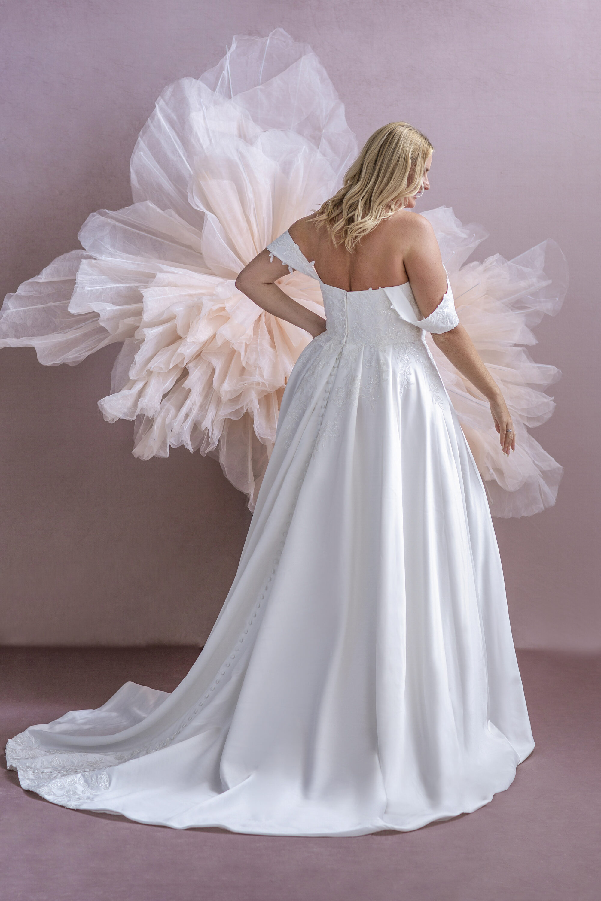 MG210-Ballgown Satin And Lace Wedding Dress - Image 3