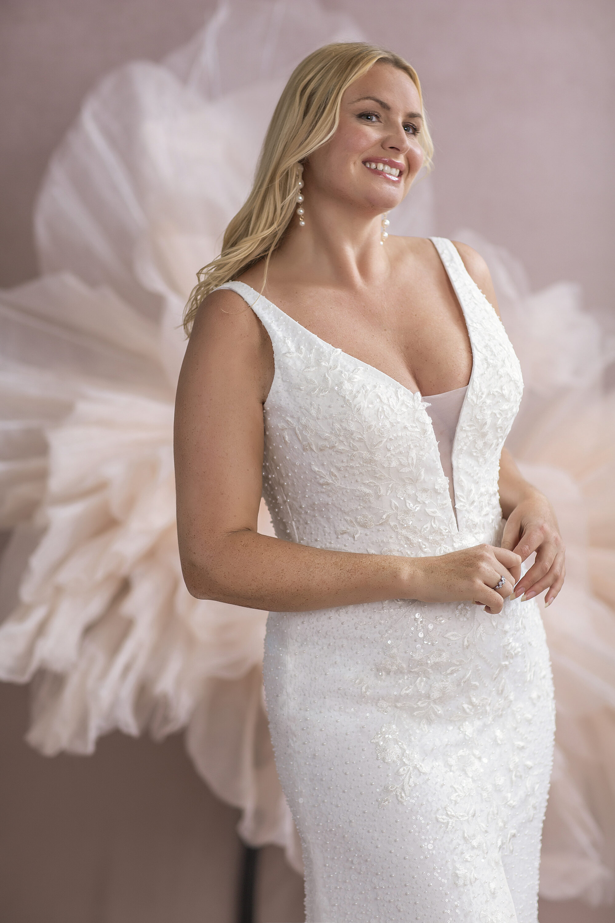 MG213-A-line Beaded Lace Wedding Dress