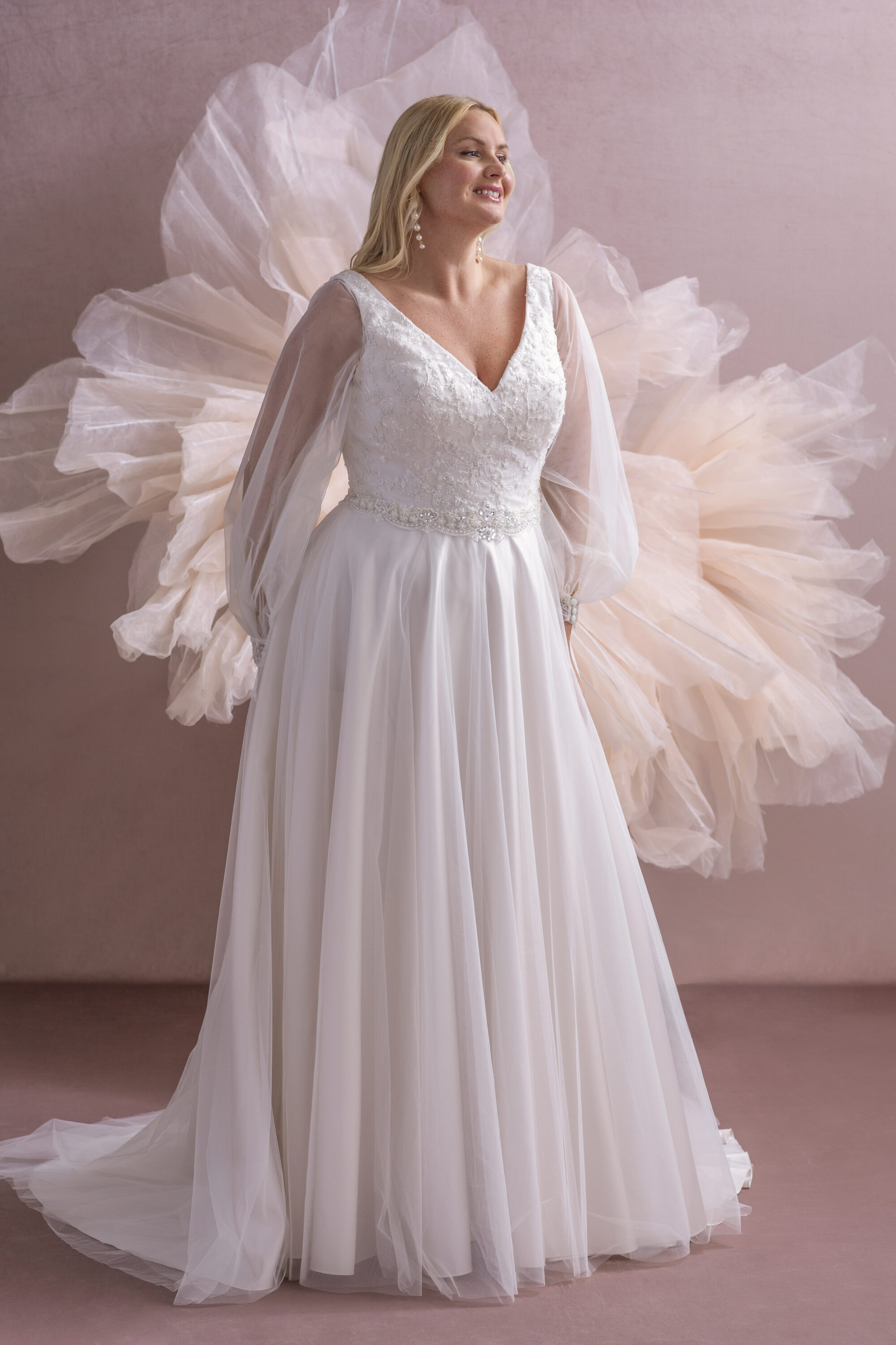 MG214-A-line Lace And Tulle Wedding Dress - Image 3